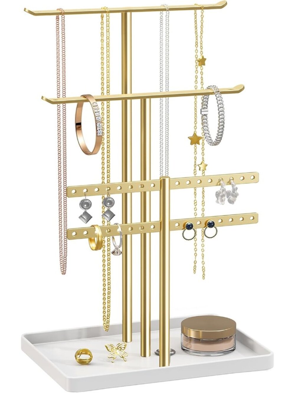 New Jewelry Holder Organizer, 3-Tier Metal Stand for Necklace, Earring or Rings